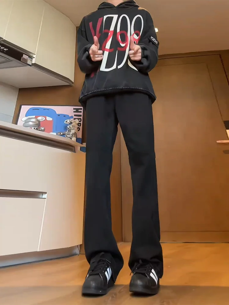 

Мужские джинсы Cleanfit с флисовой подкладкой, с высокой талией, прямые, слегка расклешенные, эластичные, облегающие, повседневные, молодежный тренд