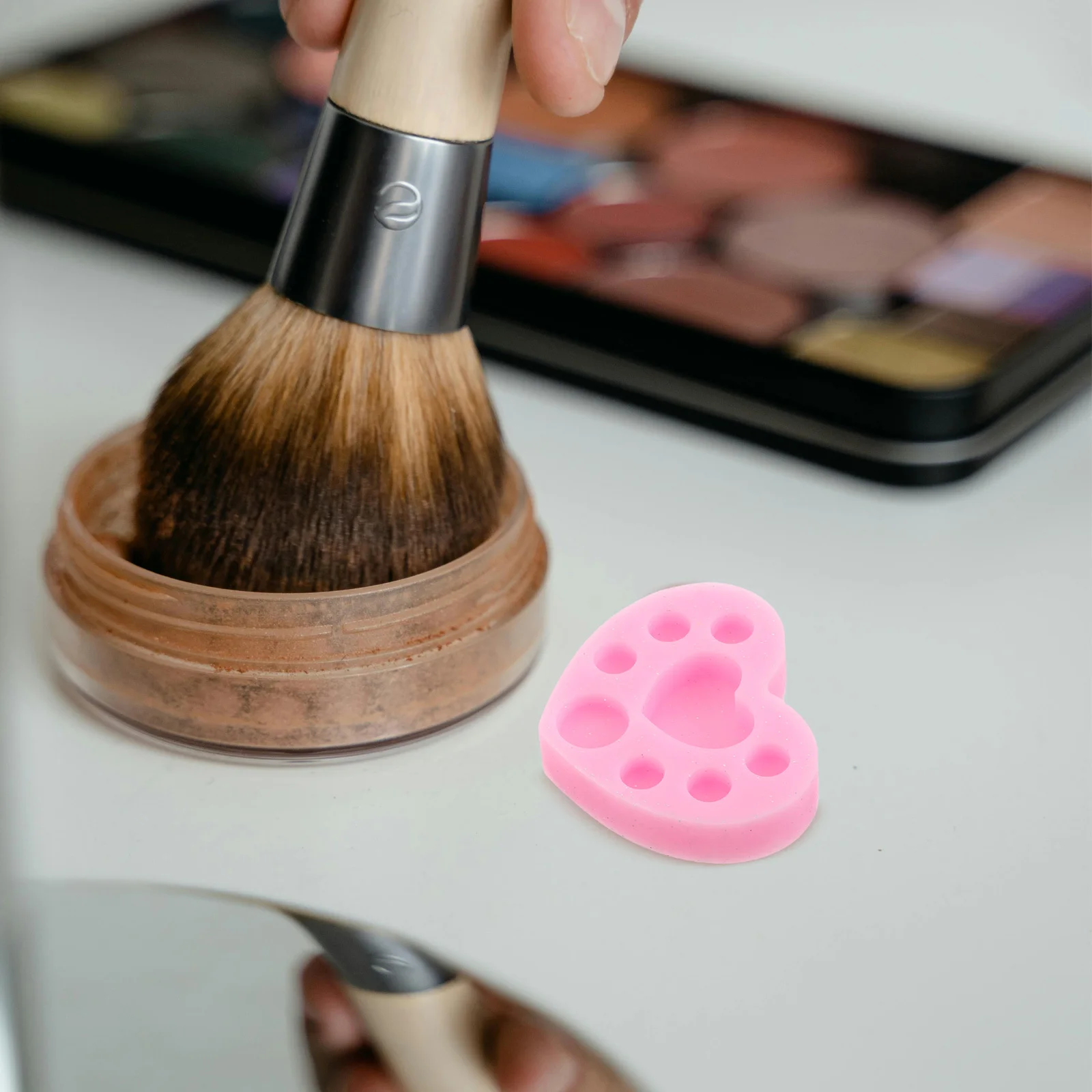 Paleta de accesorios de maquillaje de corazón para cejas, teñido de pestañas, laminación, herramienta de maquillaje reutilizable, color rosa