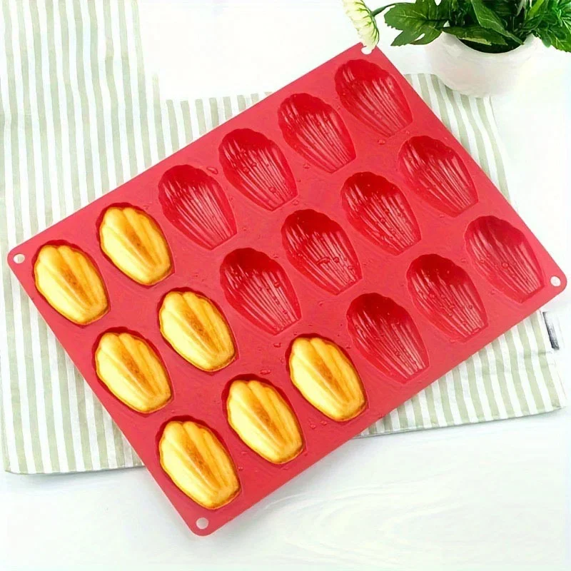 Madeleine-Pfanne aus Silikon mit 18 Mulden, antihaftbeschichtete, schalenförmige Backform für Schokolade, Kekse, Desserts, Süßigkeiten
