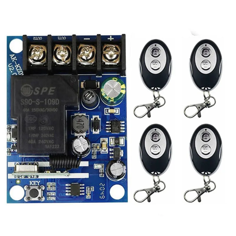 

433MHz Universal Wireless Remote Control DC 12V 24V 48V 30A rf Relay &Transmitter Remote Garage/Gate/Motor/Light/Home appliance