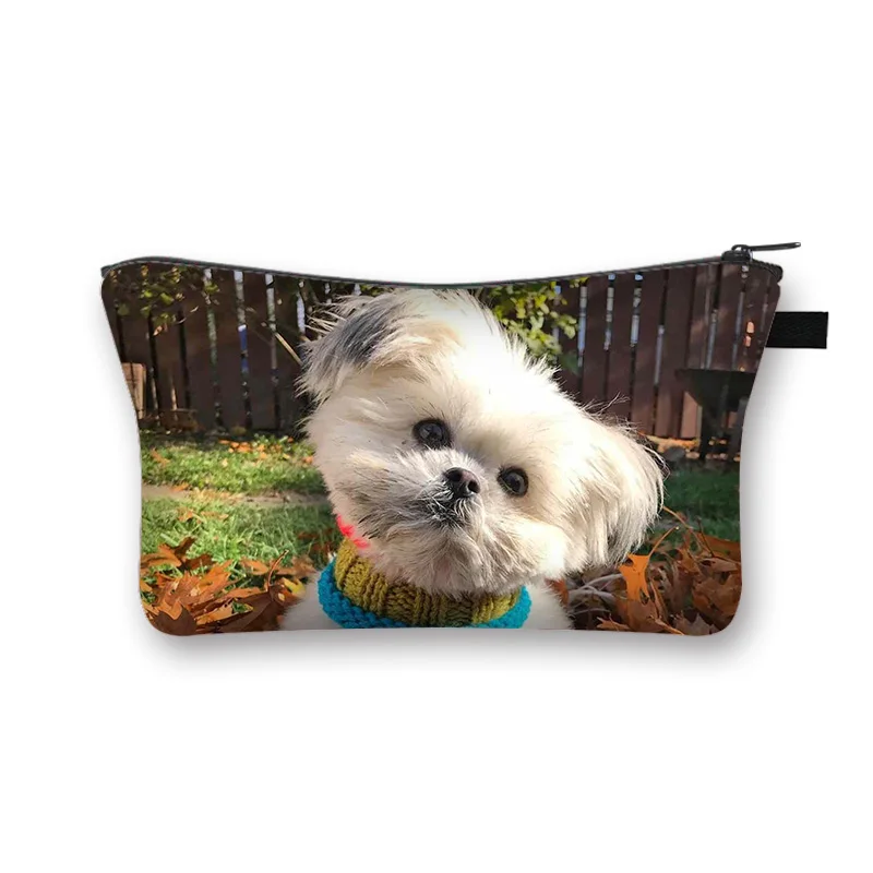 Cute Shih Tzu Dog Cosmetic Case Animal Pattern Women Makeup Bags Casual Lipstick Toiletry Bag Puppy Wash Bag Bridesmaid Gift