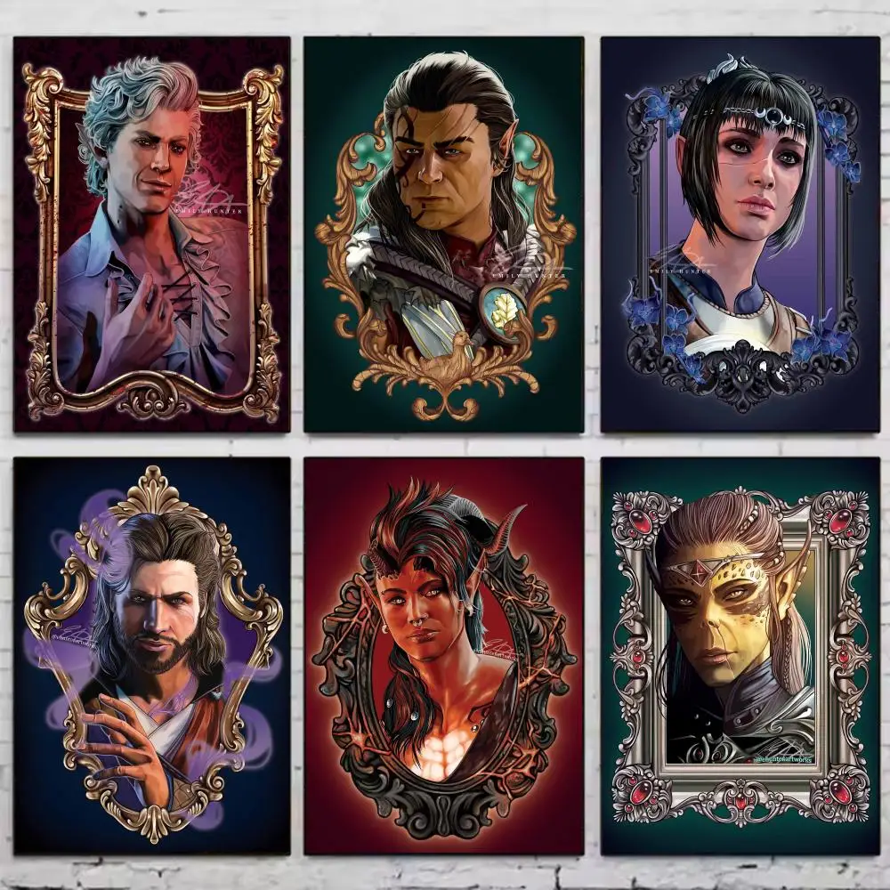 Game B-Baldurs Gate 3 Character Poster PP Wall Art Prints Poster for Dorm Room Apartment Home Office Room Decor Gift Waterproof