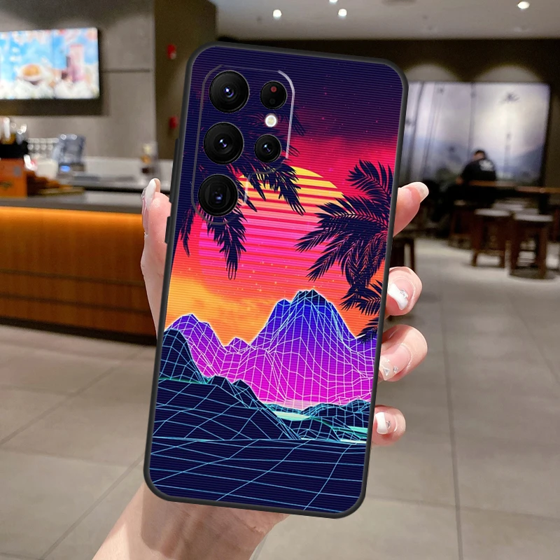 Synthwave Retro 80s Neon Case For Samsung Galaxy S23 Ultra S20 FE S21 FE S8 S9 S10 Plus Note 10 20 S22 Ultra Cover