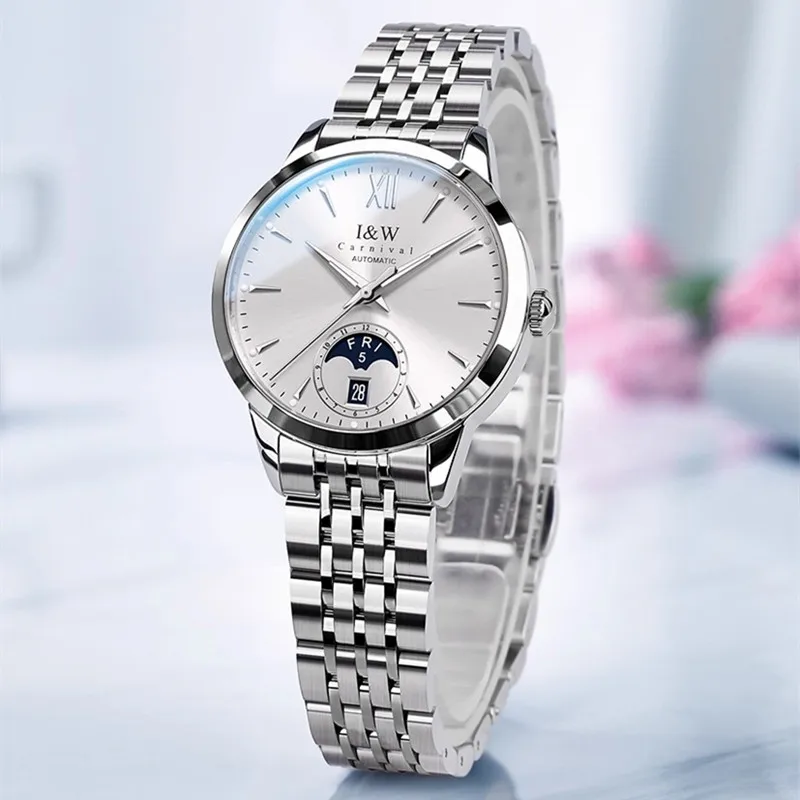 CARNIVAL Brand Luxury Mechanical Watch for Women Ladies Fashion Sapphire Automatic Movement Wristwatches Waterproof Reloj Mujer