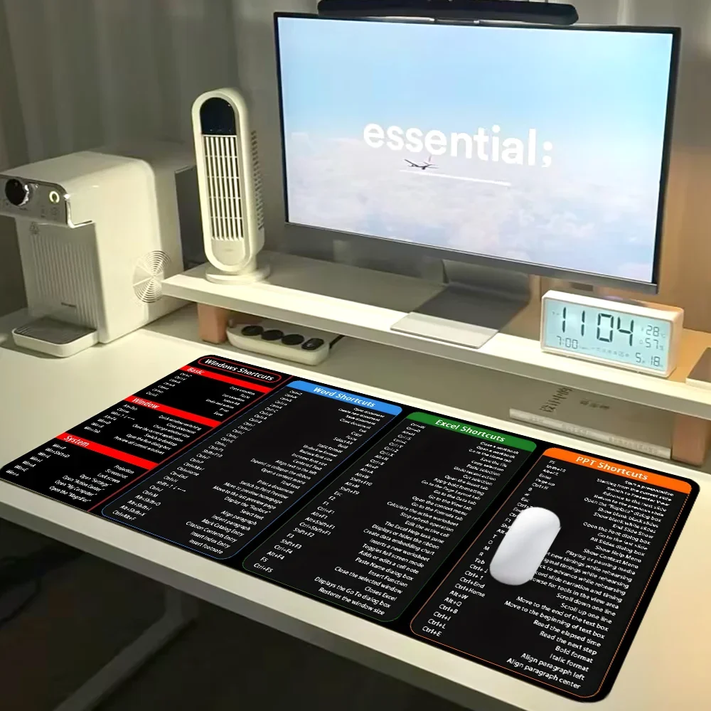 Excel Shortcuts Mouse Pad Large Office Desk Mat for Office Including English Spanish French Korean Portugal Russian