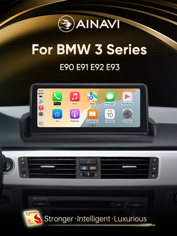 AINAVI Autoradio für BMW 3er Serie E90 Carplay E91 E92 Android Auto E93 2005-2011 CCC CIC Auto-Multimedia HD IPS Touchscreen BT 5.0 OTA