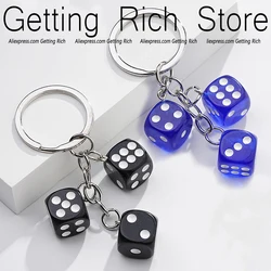 Simulated Resin Dice Charms Keychain Candy Color Resin Pendant Keyring Women Men Handbag Backpack Car Key Accessories Funny Gift