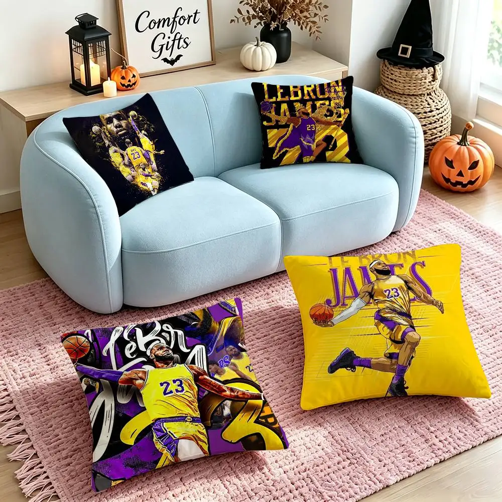 LeBron J-James Famous basketball Pillow Case Square Double-Sided Sofa Cushion Cover Bedroom Bedside Pillow