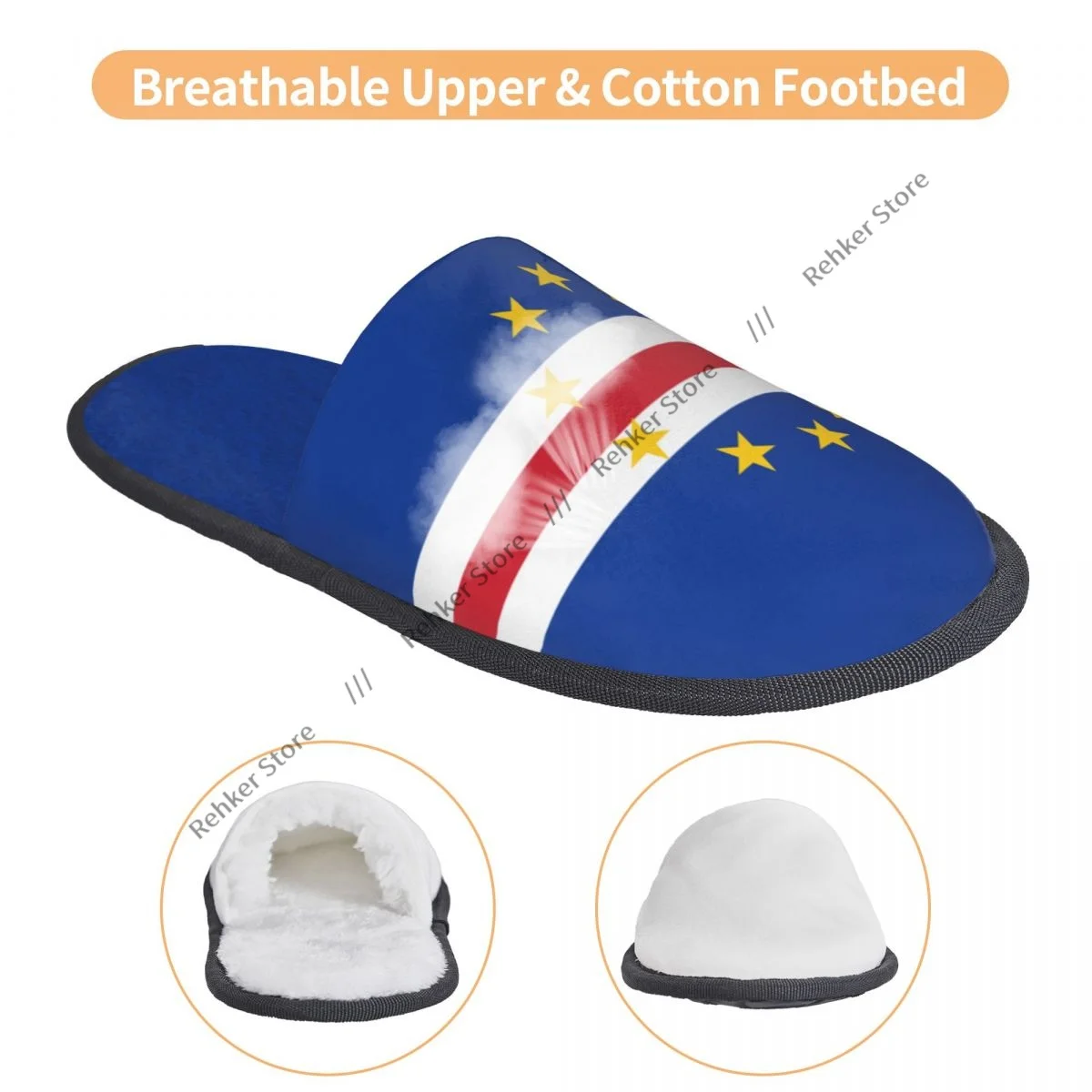 Winter Warm Women Men Plush Flat Indoor Slippers Cape Verde Flag Furry Home Non-slip Shoes