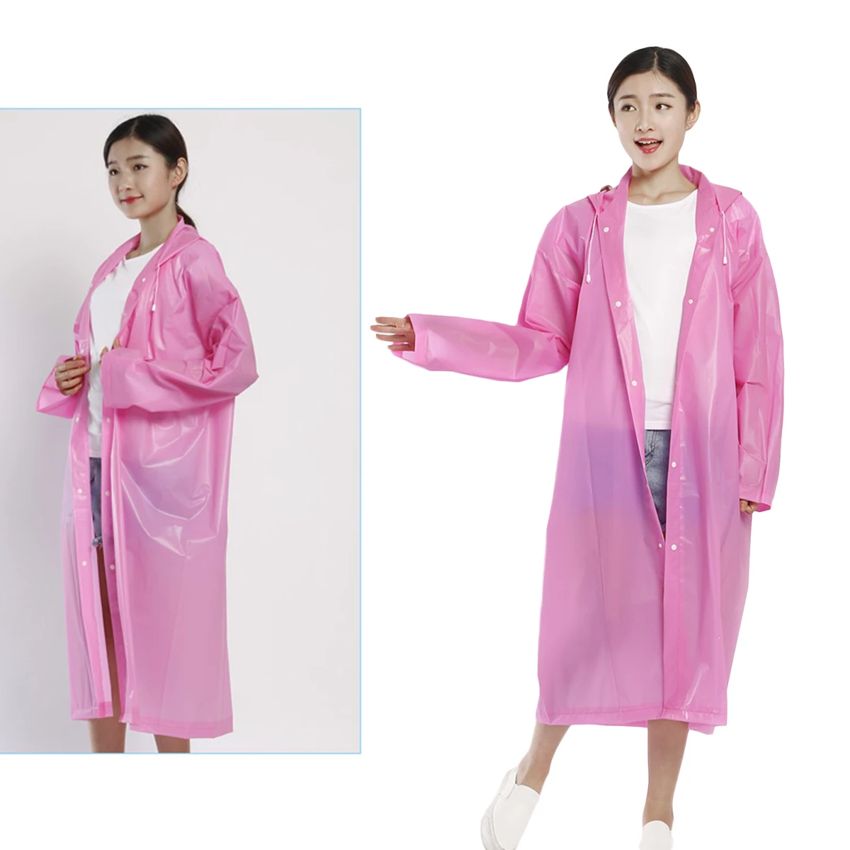 

Unisex Waterproof Raincoat Rain Poncho Eco-Friendly Eva Fabric Lightweight Durable Outdoor Hiking Camping Pink
