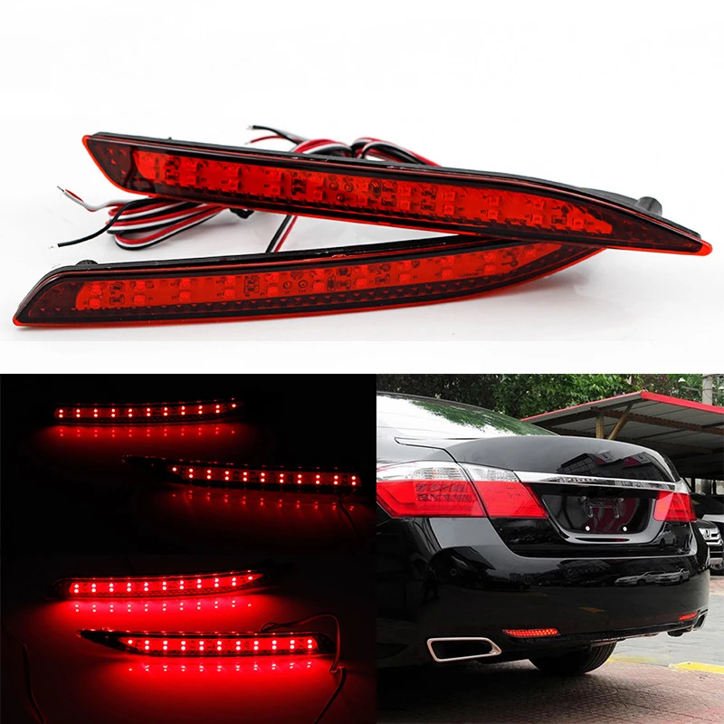 2 Pcs Car Rear Bumper Reflector Light Red LED Tail Lamp Stop Brake Lamp Warning Light for Honda Accord 9th 2014 2015 2016