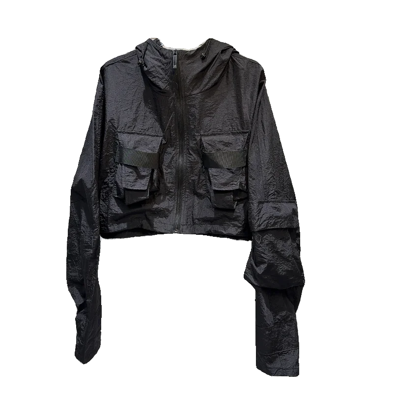 2025 Summer New Trendy Sun Protection Hooded Jacket with Cargo Pockets Slim Fit Short Coat