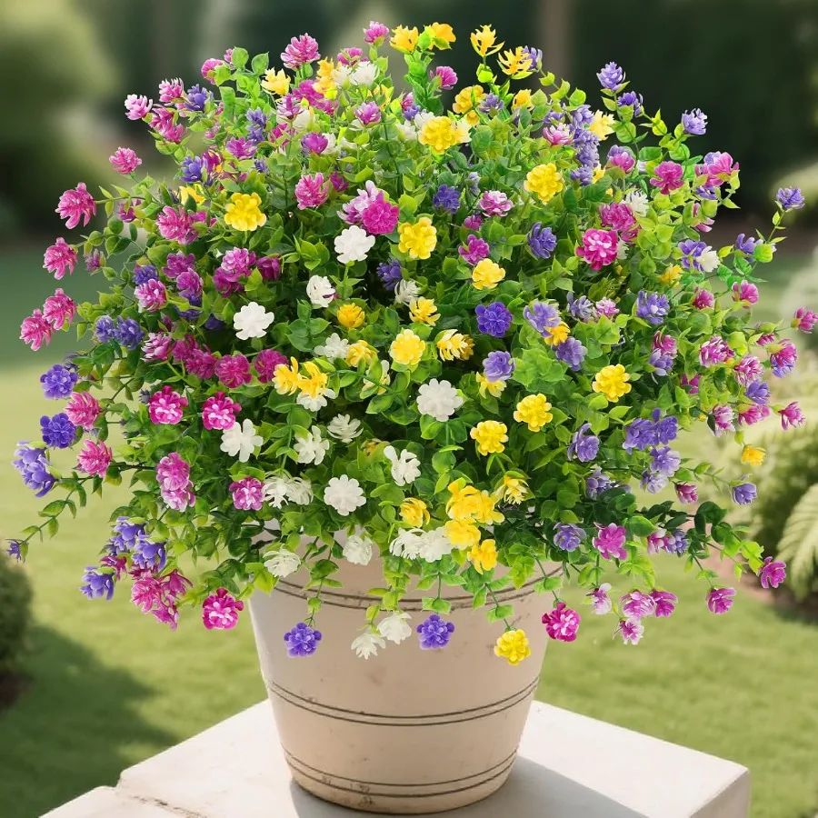 

UV Resistant Artificial Camellia Outdoor Flowers12 Bundles of Faux Plastic Outdoor Flowers for Dr Fake Spring Summer Flowers fo