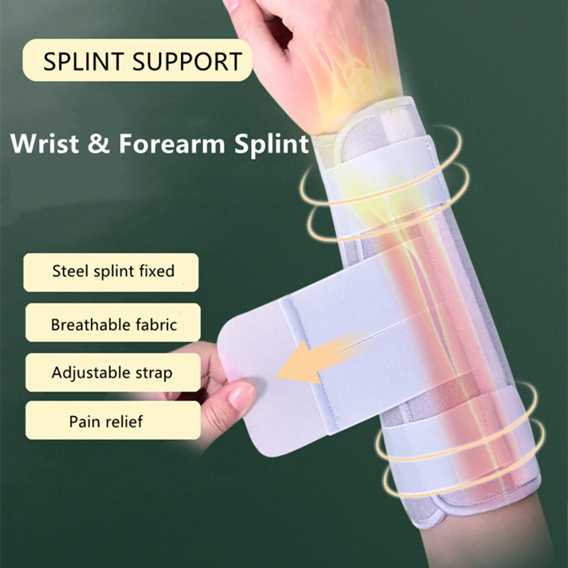 Forearm Protector Wrist Support Brace for Adults Kids Adjustable Splint Wrist Immobilizer Hand Wraps Gym Sports Wristband