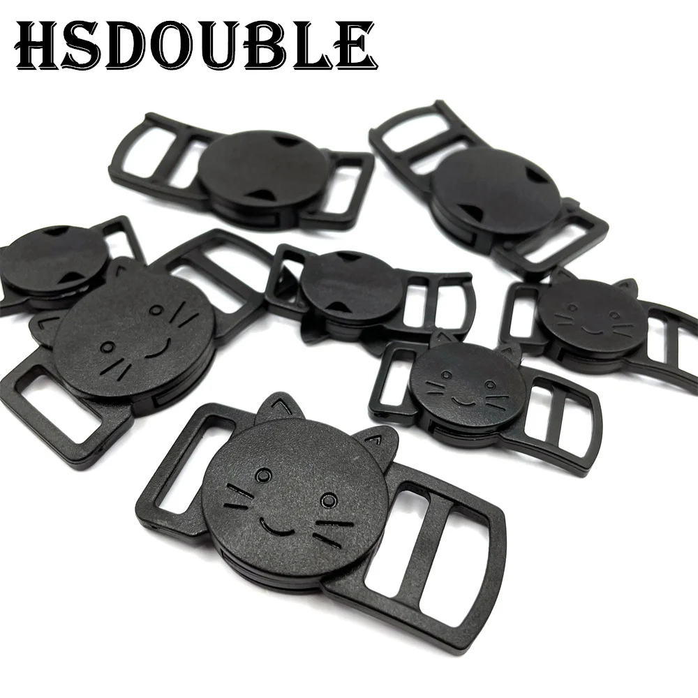 100Pcs/Pack 10mm/15mm Plastic Curved Cat-Head Safty Breakaway Buckle Black Cat Collar Paracord Webbing Apparel Accessories