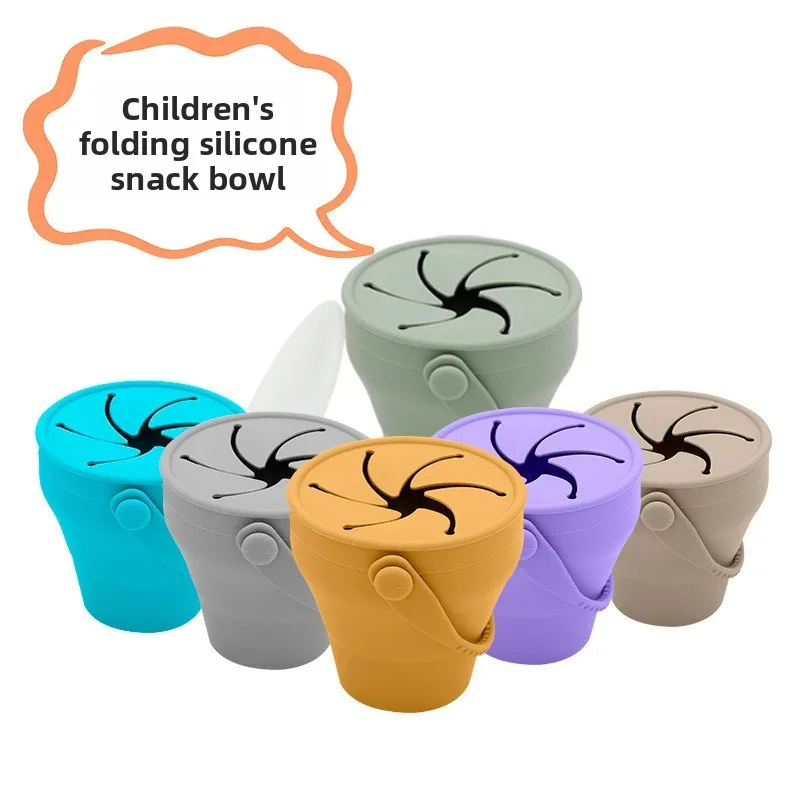 

Новая чашка для закусок, миска для дополнительного питания Amazon, детская складная силиконовая миска для закусок, удобная чашка на плечо