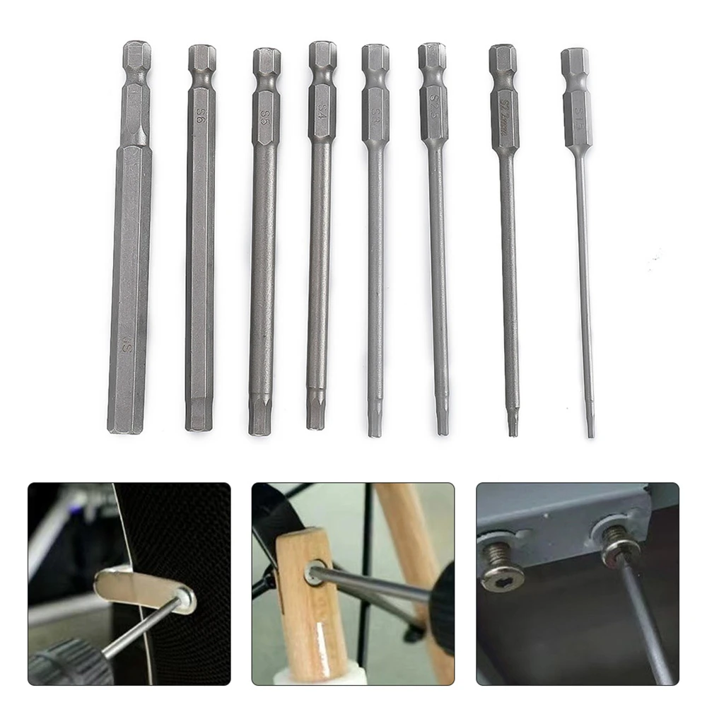 8/10pcs Hex Head Allen Wrench Drill Bit Set Metric Magnetic Screwdriver Bits Alloy Steel 1/4 Inch Hexagon Screwdriver Power Tool