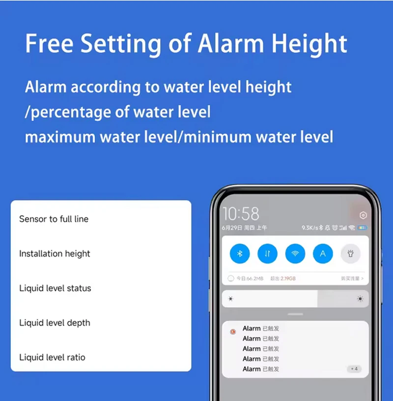 

Alarm Indicator Remote Tank Monitor Ultrasonic Wireless Mobile App Detector Water Fuel Oil Liquid Level Sensor