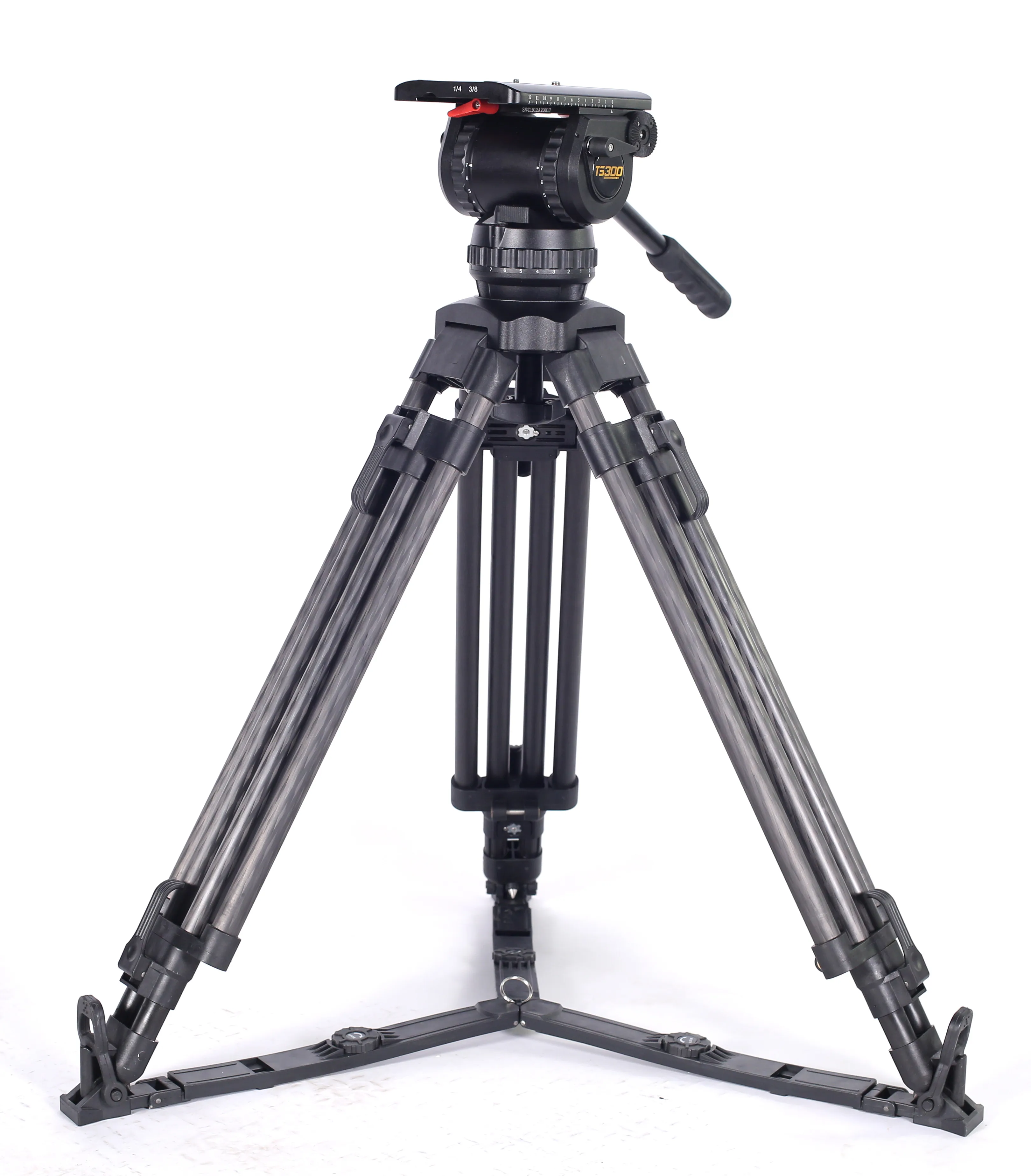 Broadcast Heavy Duty Payload 30KGS Carbon Fiber Camera Tripod with Fluid Head System