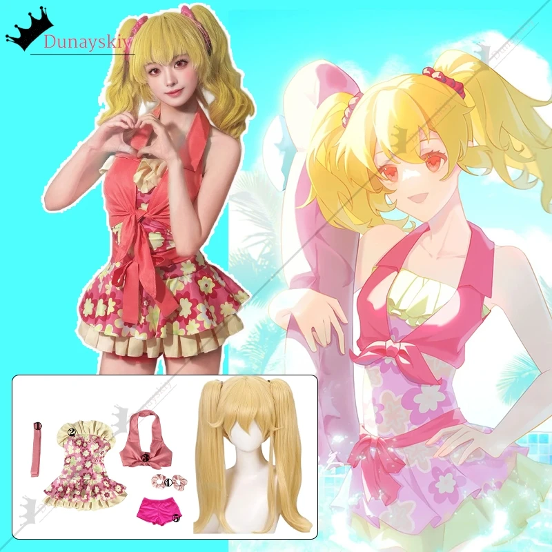 

Anime Hoshimiya Ichigo Aikatsu!Cospaly Costume Lovely Flowers Halterneck One-Piece Swimsuit Hoshimiya Ichigo Role-playing Suit
