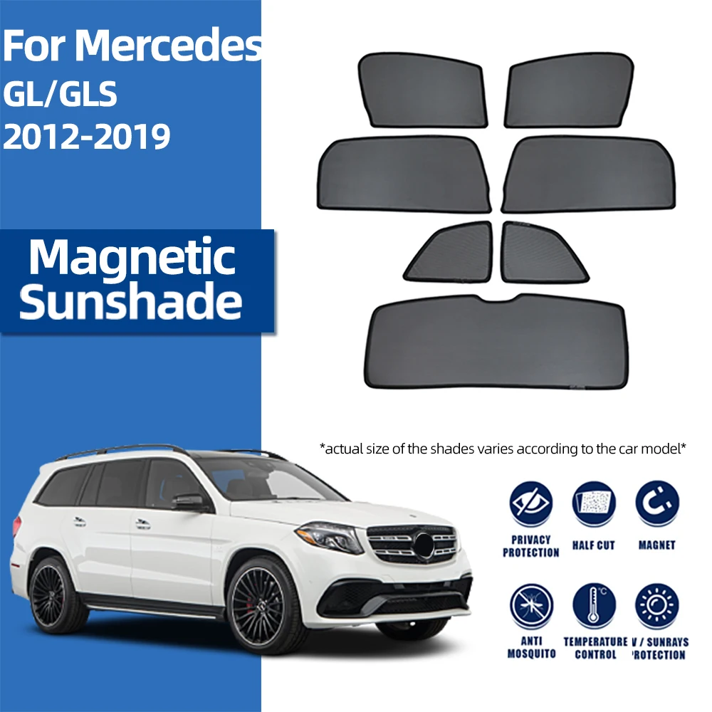 

For Mercedes Benz GLS GL SUV 2012-2019 Magnetic Car Sunshade Shield Front Windshield Curtain Rear Side Baby Window Sun Shade