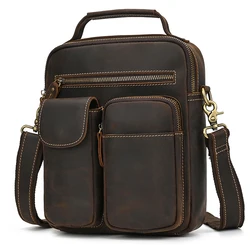 Bolsa de ombro de couro genuíno para homens, bolsas crossbody retrô, saco masculino do estilinete, moda, venda quente, 2024