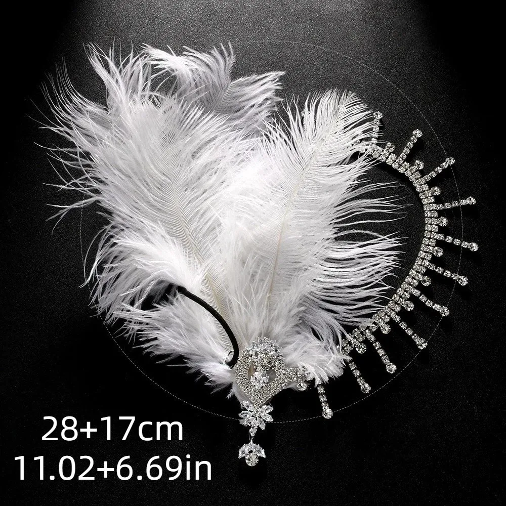 Exquisite Vintage Feather Headband Sequin Zircon Cosplay Dress Headwear Elegant Rhinestone Masquerade Hair Band Bridal Headdress image 6