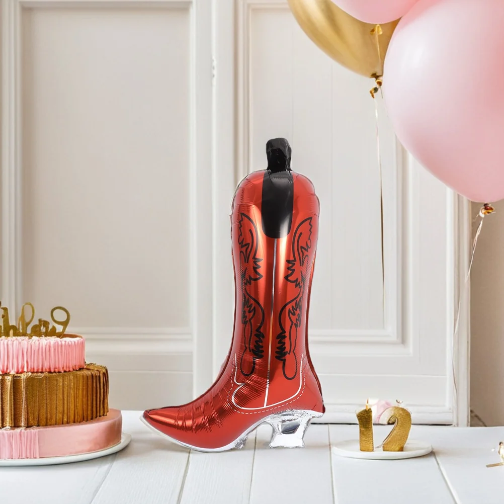 

6Pcs Western Cowboy Hat Boot Foil Balloons Large Size Aluminum Foil Durable for Western Birthday Party Bachelorette Celebration