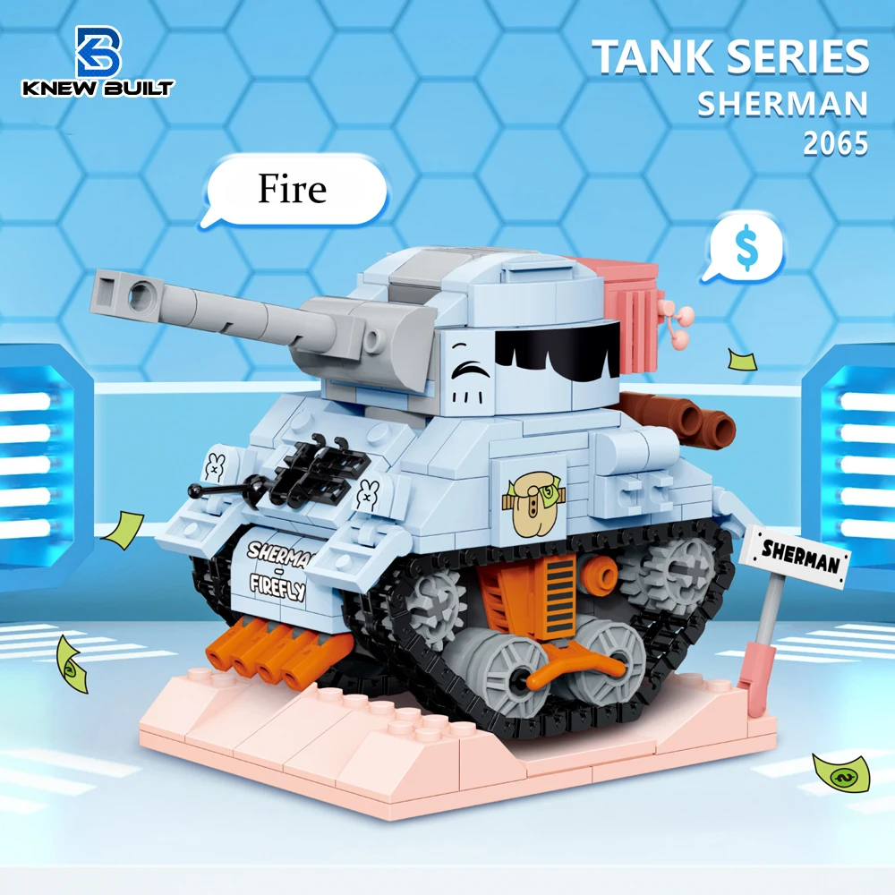 KNEW BUILT Military Mini Tank Building Block for Kid Learning Toy Educational Brick Model Construction Set for Children Restless