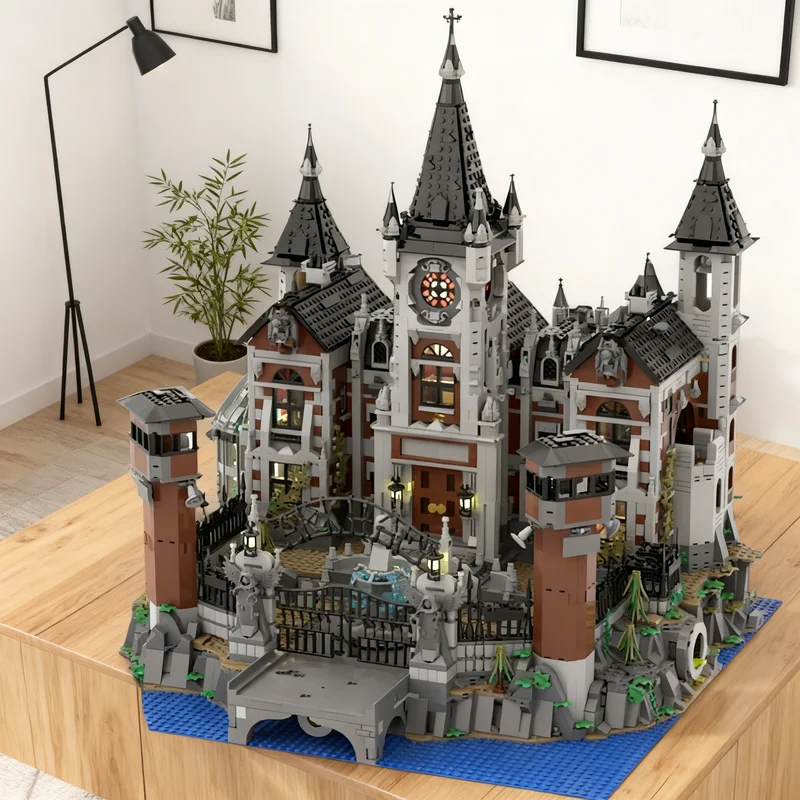 

6755pcs MOC Modular Arkham Asylum Streetscape Model Building Blocks Creative Display Gift Collectible Decor Kids Premium Adult