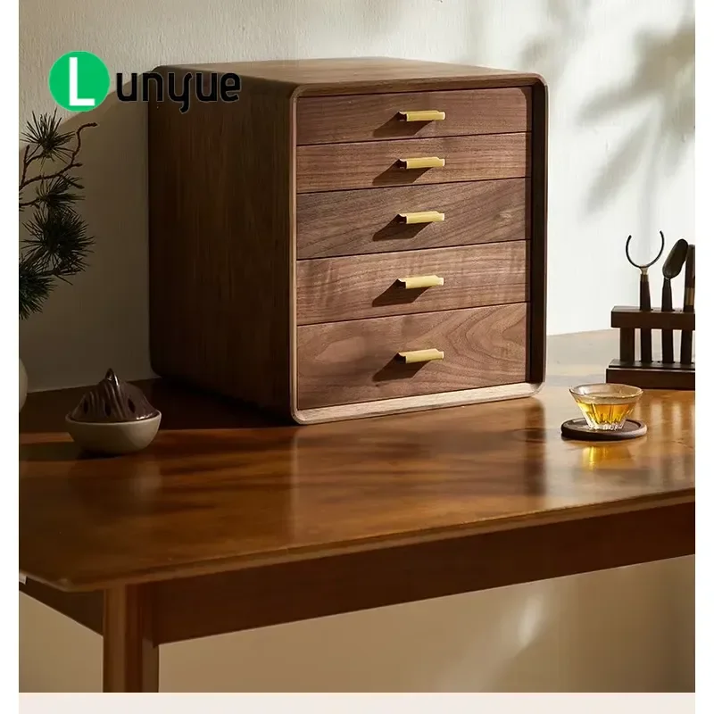 Black Walnut Wood Tabletop Storage Box for Tea Sets Jewelry Bracelets Collectibles Supplies Organizer Display Case