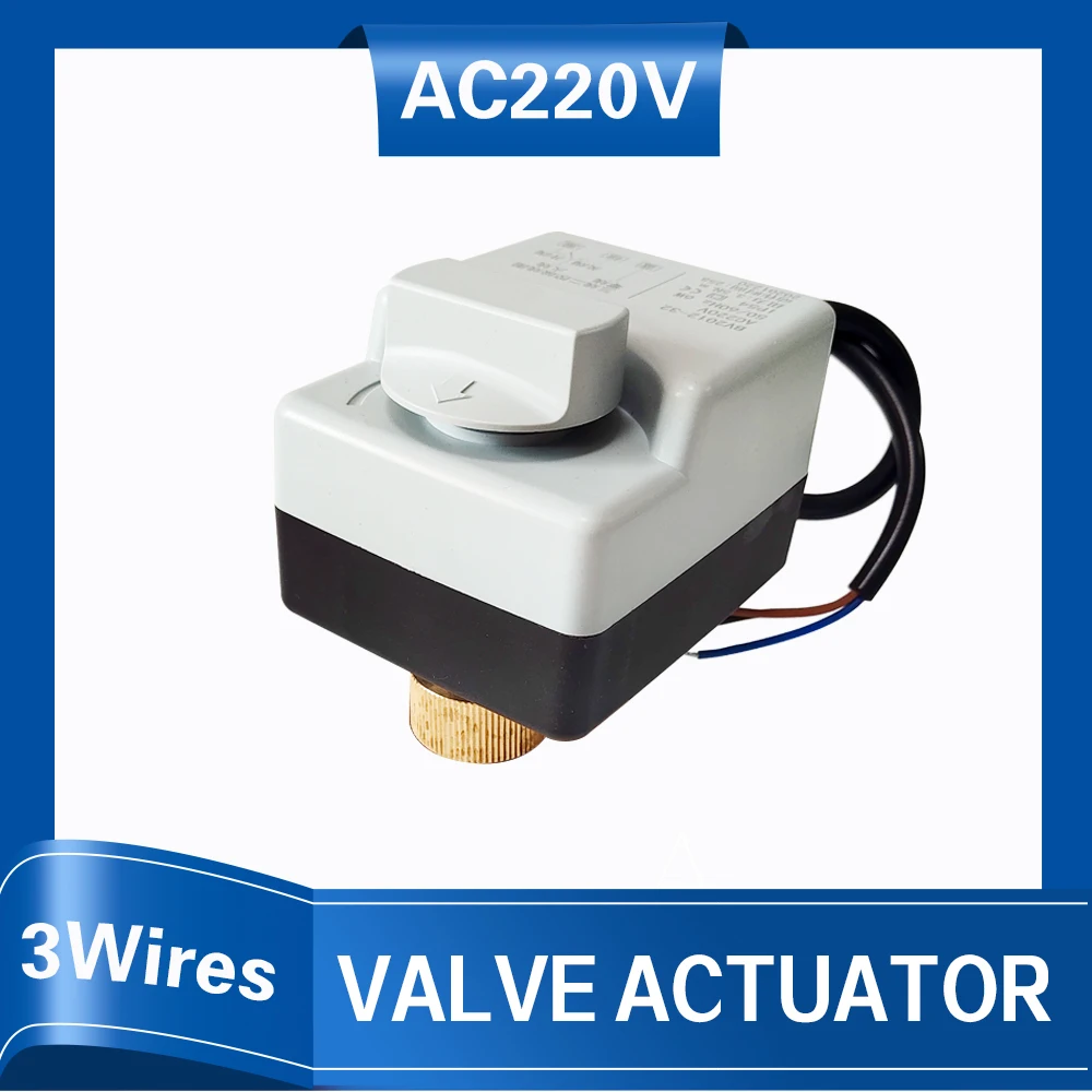 Electric Valve Actuator 220V with 3 wires Motorized Valve Drive with manual  for heating cooling system