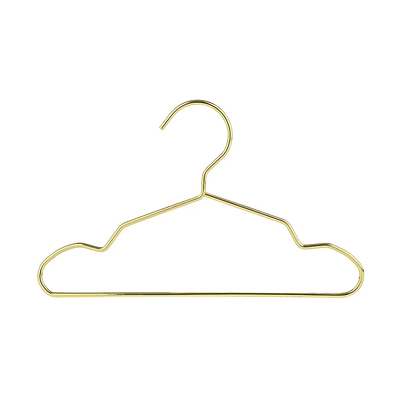 10pcs 15/20/25cm Small Golden Hangers Children Clothing Hangers Coats Pants Drying Rack Wardrobe Hanger Baby Adult Skirt Dress