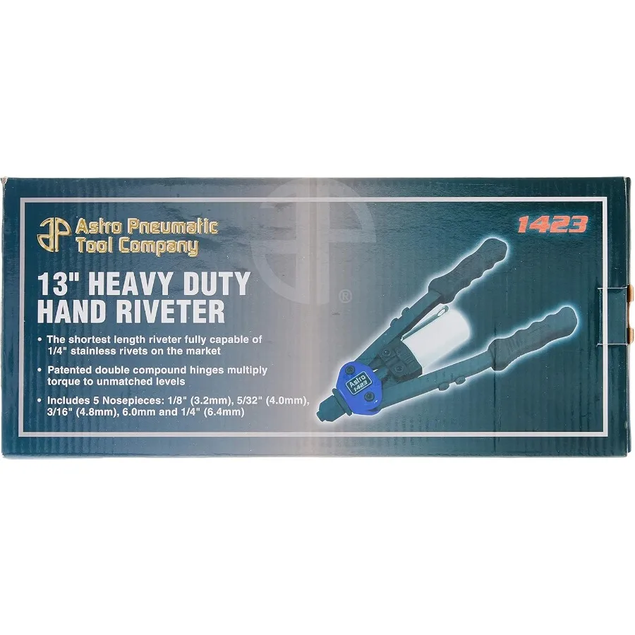 산업 및 자동차 수리용 중형 1/4 핸드 리벳터, 고성능 공압 파워로 13인치 도달 가능
