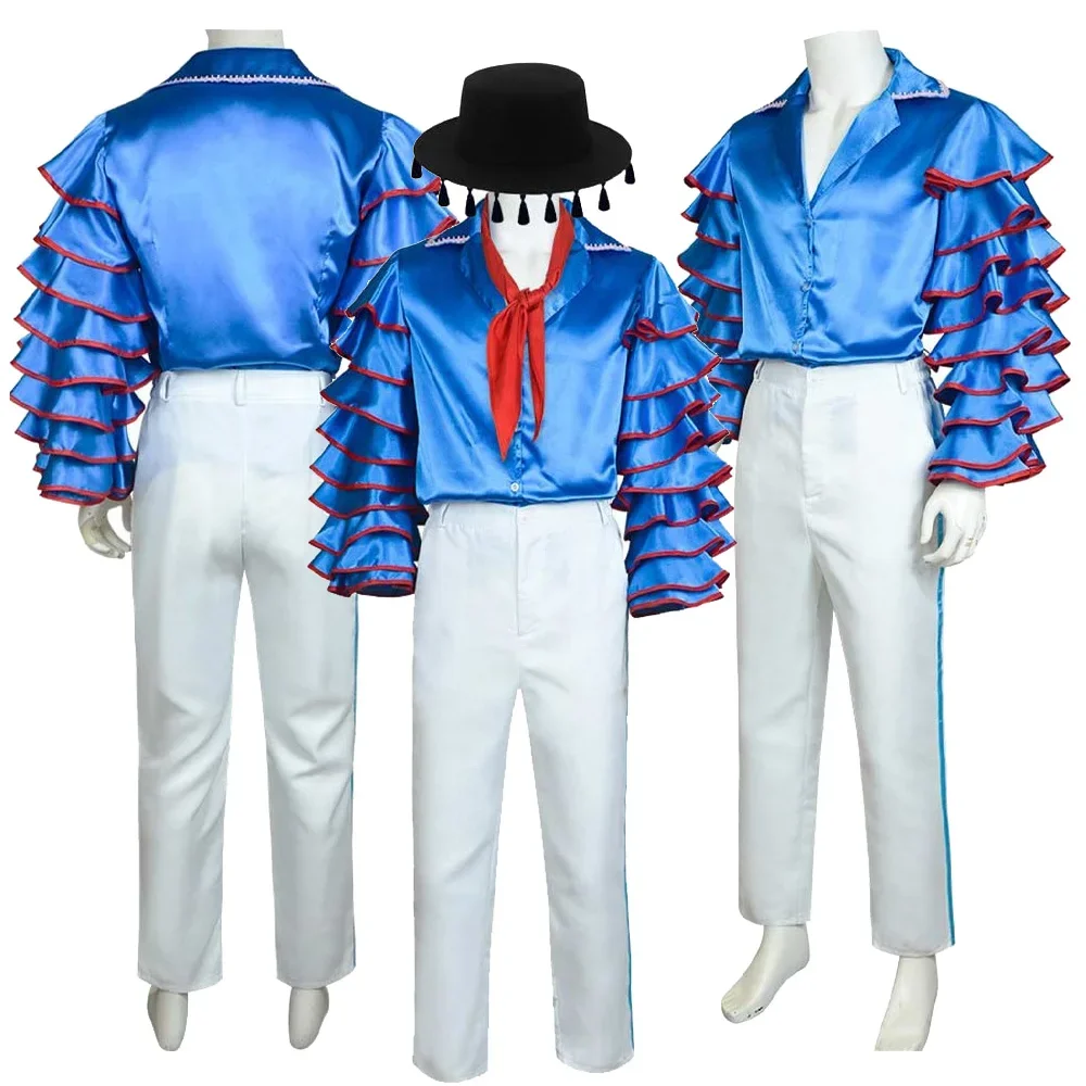 Film-Maske Jim Carrey Cosplay Kostüme Stanley Blauer Anzug Herrenanzug Masken-Set Uniform Halloween Karneval Party Kostüm Verkleidungen