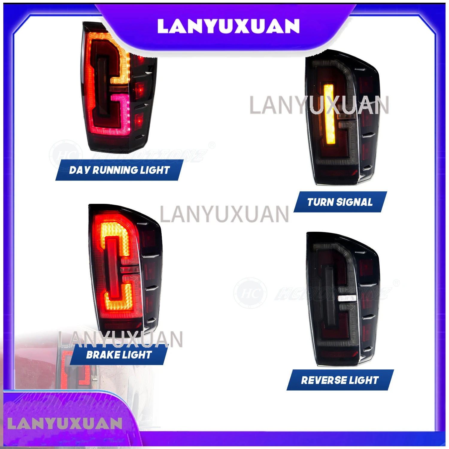 2026 HCMOTIONZ 2016-2022 for Toyota Tacoma LED Rear Lamps Assembly with RGB Tail Lights DRL Sequential Animation New Condition