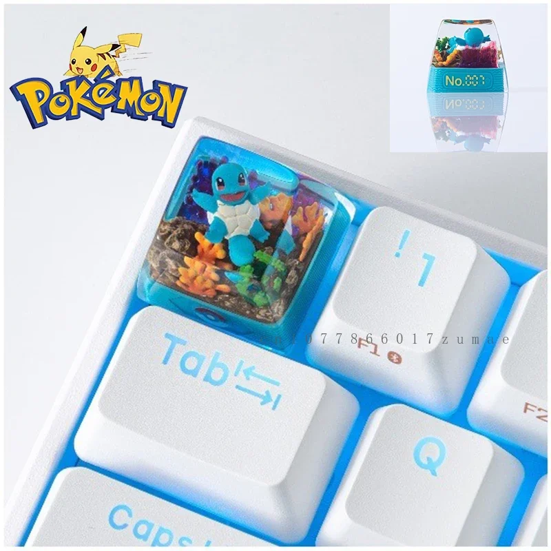 Japan Anime Pokemon Custom Resin Micro Transparent KeyCap Squirtle Keycaps Mechanical Creative Computer Keyboard Cap Cute Gift