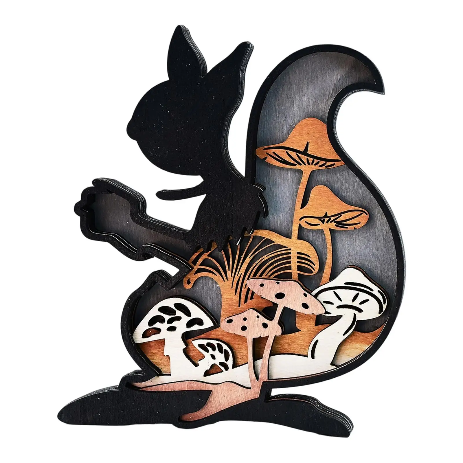 تمثال السنجاب لتزيين غرفة المعيشة، منحوتة خشبية سوداء داخلية #2