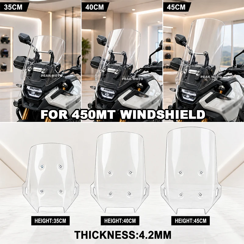 For CFMOTO 450MT 450 MT MT450 Motorcycle Accessories Windshield Windscreens Wind Deflectors Viser Visor Transparent/Grey