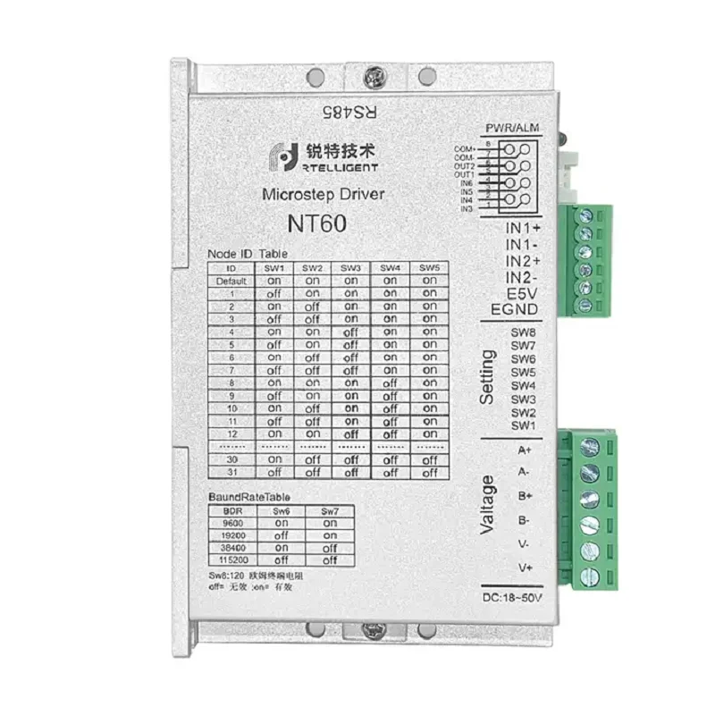 

Nema24 NT60 high-performance RS485 modbus stepper driver for 3C electronic equipment Micro Step Controller Driver