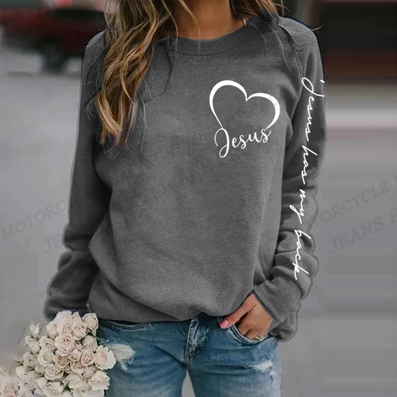 Christian Hoodie Women Fashion Clover Hoodies Sweatshirts Floral Print Hoodies O-Neck Clothes Kawaii Coats Women Sweats Vintage