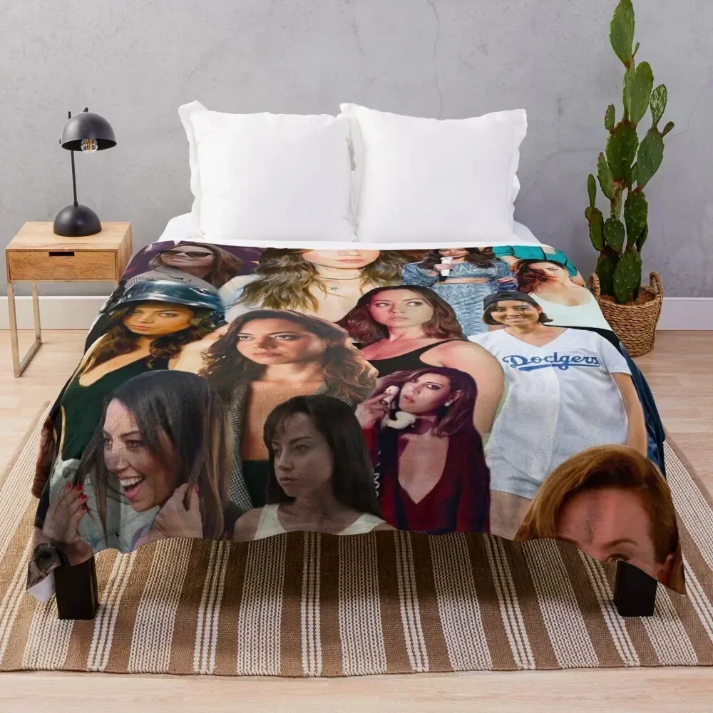 

Aubrey Plaza collage Throw Blanket Warm Napping Blanket for Office Couch Bed