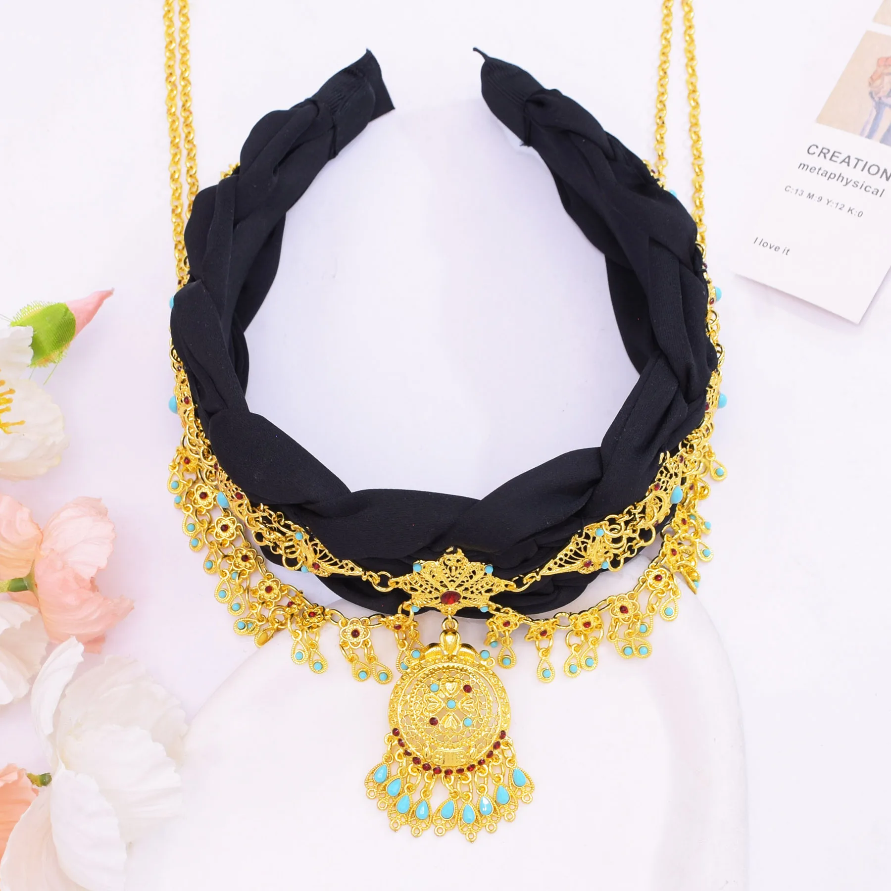 إكسسوارات الشعر العرقية الهندية التقليدية الذهبية للنساء القبيلة التركية الأفغانية العروس الزفاف رئيس سلسلة مجوهرات نسائية كوردية