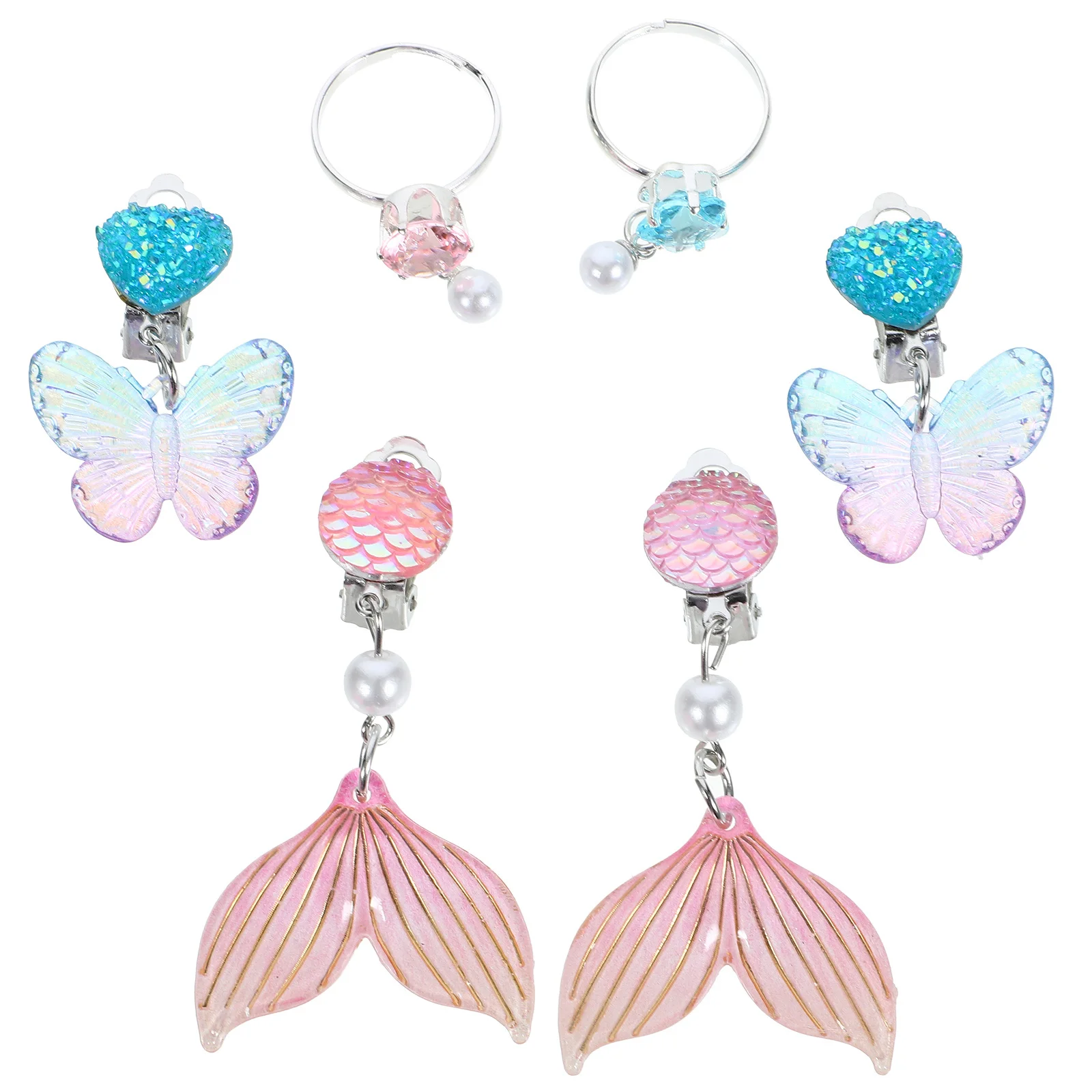 

3 Pairs Ear Clip Earring Set Decor Clips for Girls on Earrings Cute Kids Cartoon Ornaments