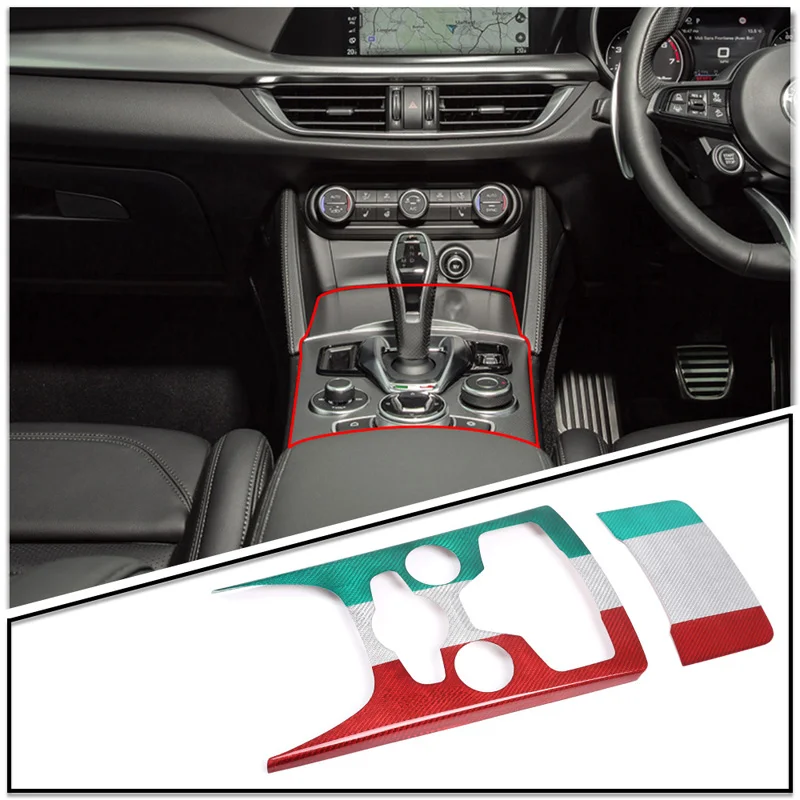 Para Alfa Romeo Stelvio 2020-2022, Panel de Control Central de Fibra de Carbono Real, Cubierta Decorativa para el Panel de Control, Accesorios Interiores para Automóviles