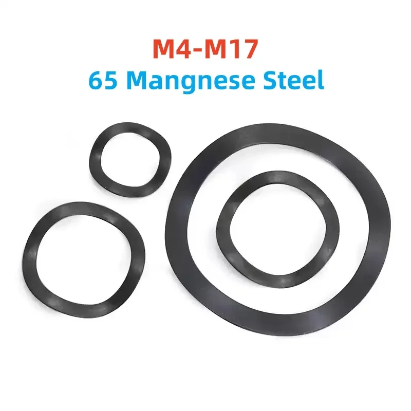 M4 M5 M8 M12 M17 65# Mangnese Steel Bearing Shafts Three Wave Crest Type Spring Washer Gasket Wave Washer