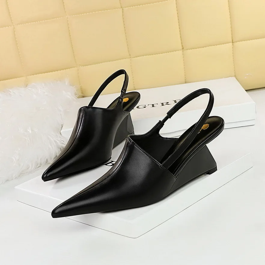 2024 Fashion Slope Deep Mouth Hollow Back Strap Sandals High Heel Women's Ladies Women Shoes Pumps туфли женские женская обувь