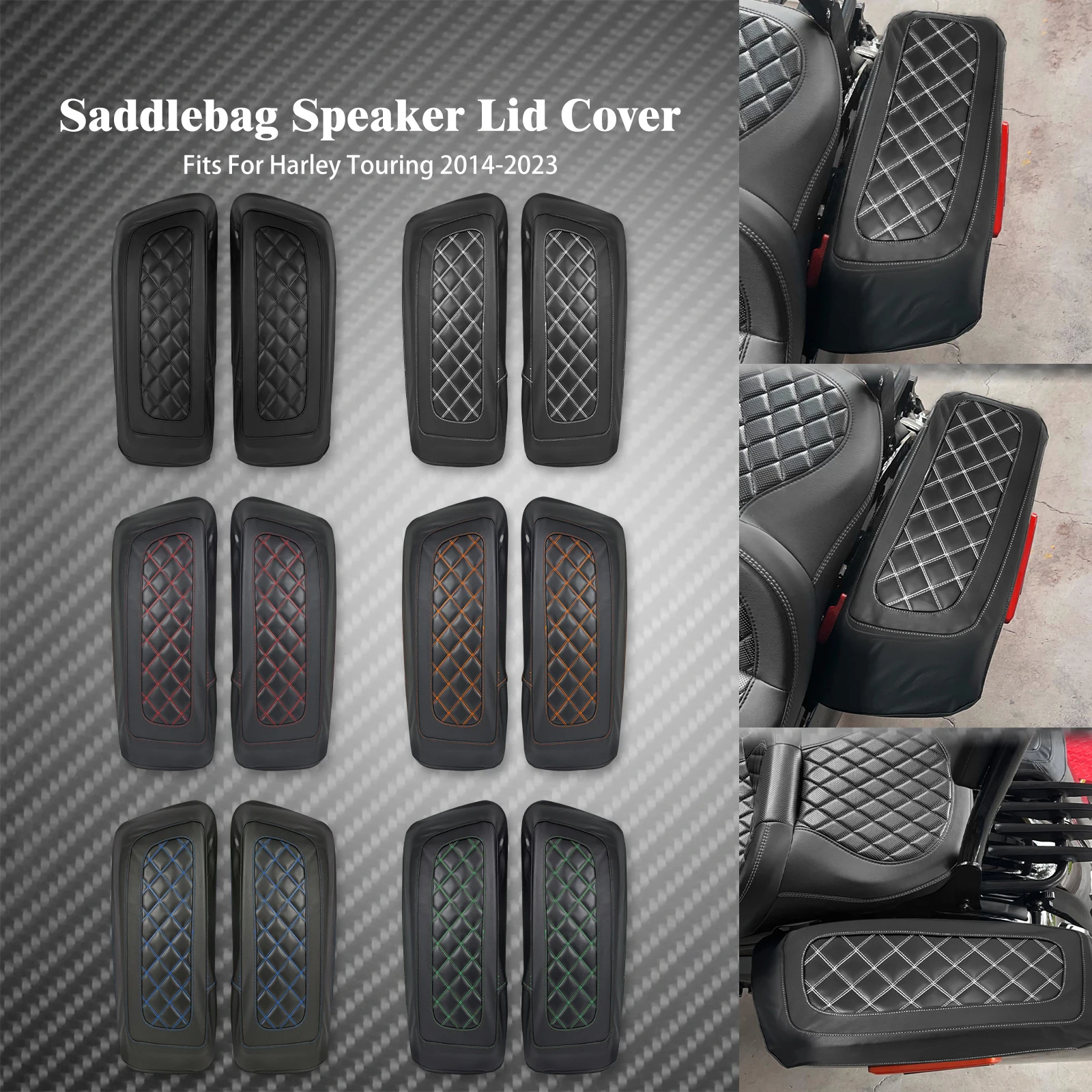 Tampa dura do alforje da motocicleta à prova dwaterproof água caixa lateral tampa do alto-falante para harley touring electra street road glide flhr 2014-2024