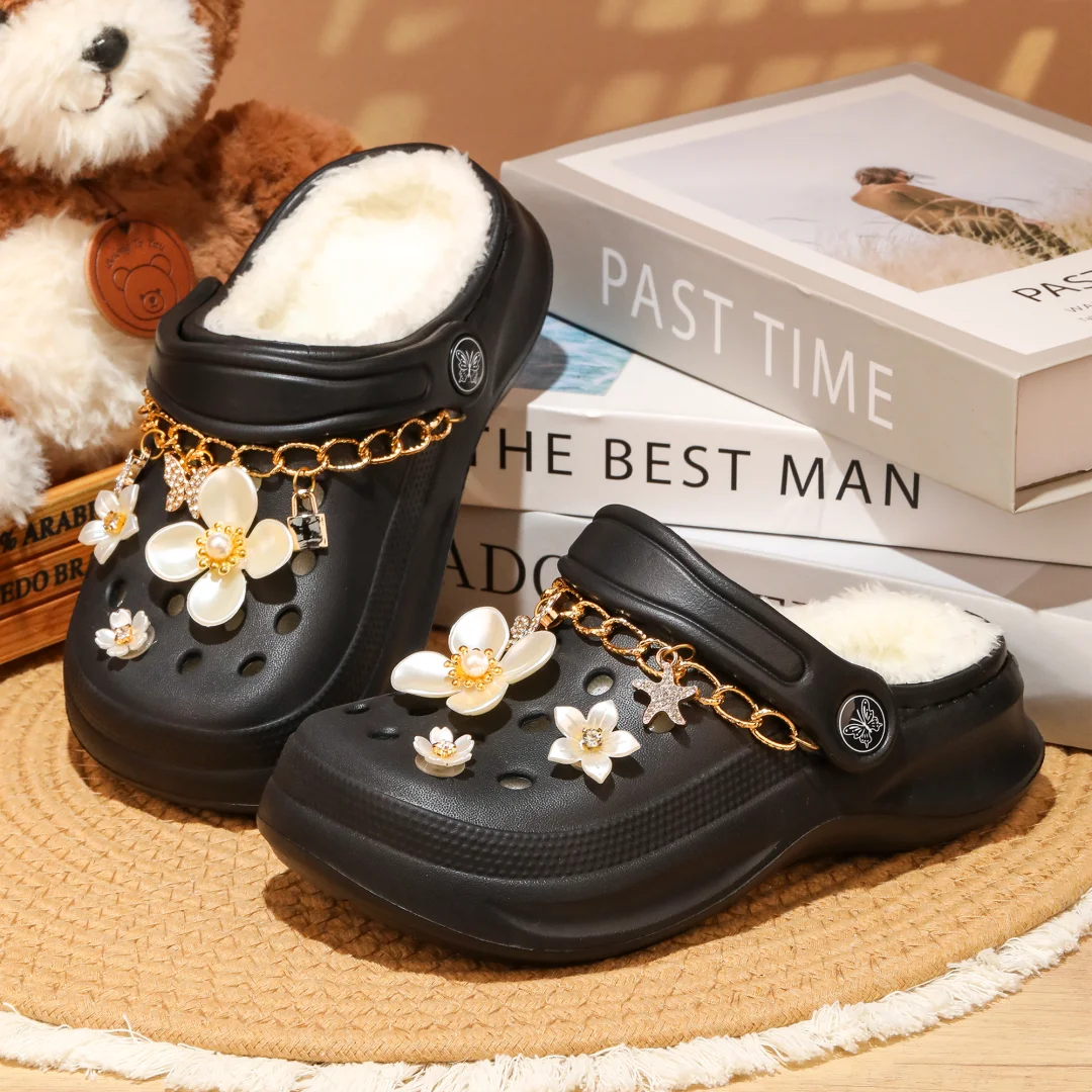 Kinder-Clogs und -Mules mit Fellfutter, leichte Garten-Schuhe mit Baumwollfutter, warme Hausschuhe für Jungen, Mädchen und Kleinkinder, 168. – Detail 14