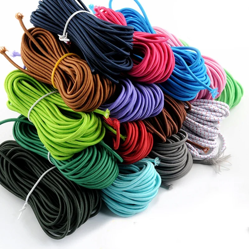 2.5mm 4mm 5mm 8mm 10mm Strong Stretch Elastic Bungee Cord Colorful Round Elastic Shock Rope Rubber Cord